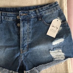 Button Denim Shorts